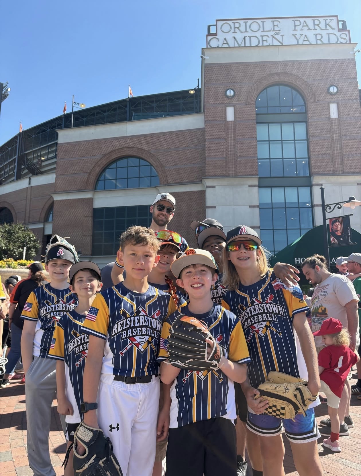 Reisterstown Baseball players outside Oriole Park at Camden Yards